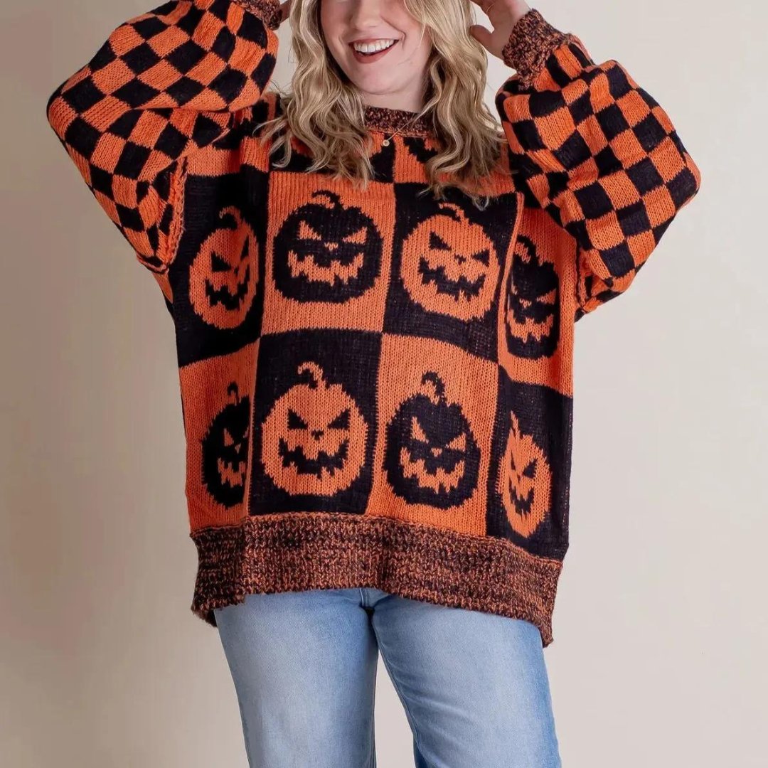 Comfy Sweater Met Halloween Print